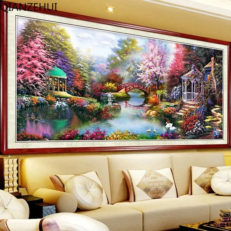 

DIY full Diamond Embroidery,Round Diamond Garden Cottage European Thomas Living room decoration rhinestone bead Diamond painting