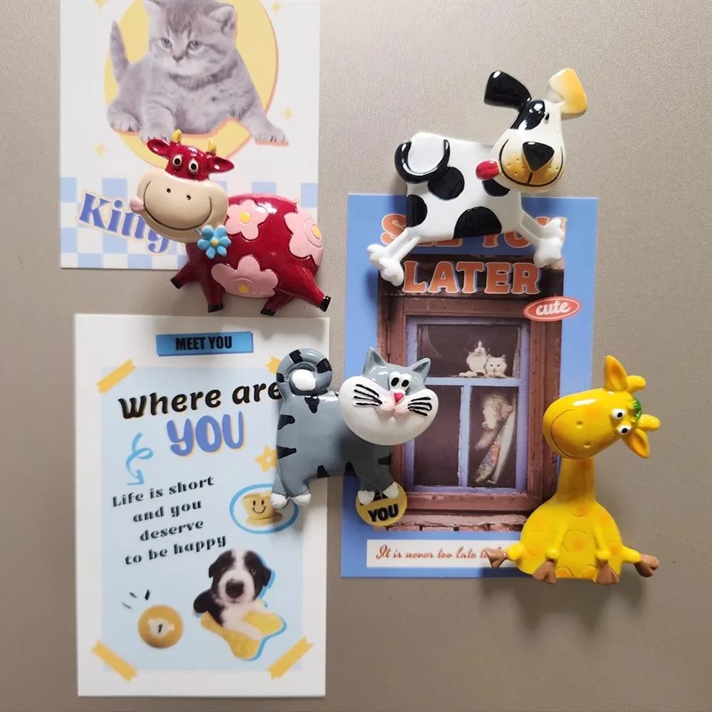Animal Spring Shaking Head 3D Fridge Magnets Resin Funny Refrigerator Magnets Sticker Handicraft Souvenir Gift Home Decoration