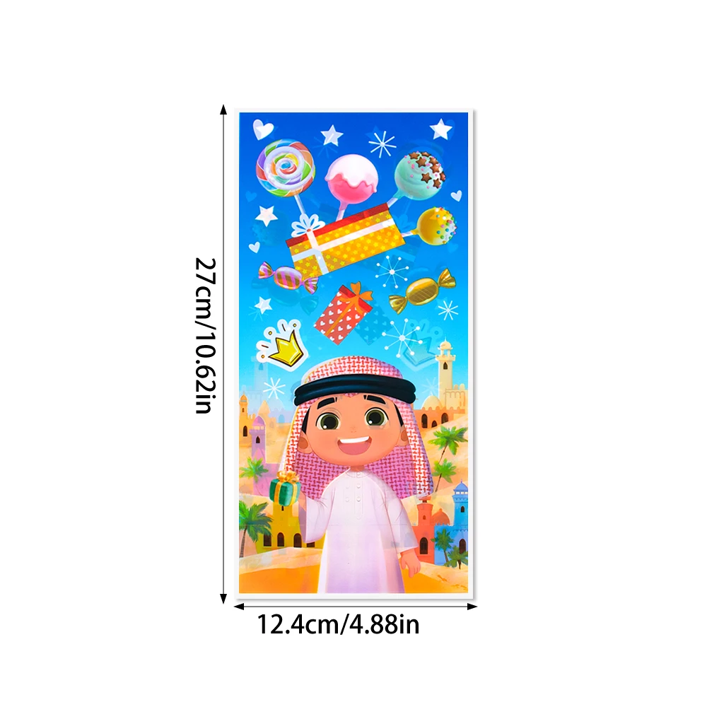 50pcs Eid Mubarak Gift Bags Plastic Candy Cookie Bag Ramadan Decoration Cellophane Treat Bags Islamic Muslim Hajj Mubarak Decor