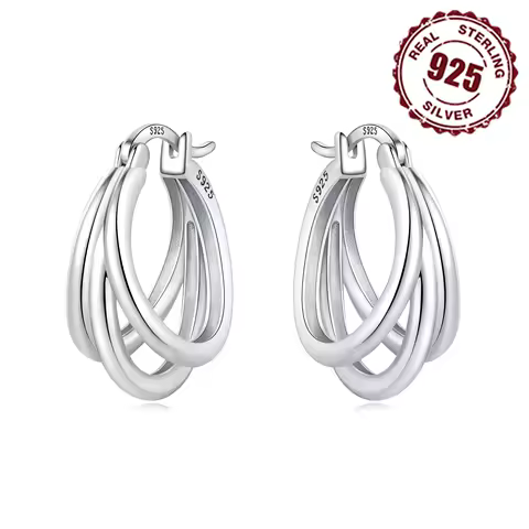 925 Sterling Silver Exquisite Multi-layer Ear Ring Jewelry Versatile Hoop Earrings For Women Jewelry Fine Birthday Party Gift