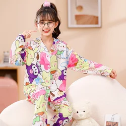 Cute Kuromi Girls Pajama Sets Harajuku Lovely Cartoon Print Night Clothes Set Soft Suitable Comfortable Indoor Costume Autumn