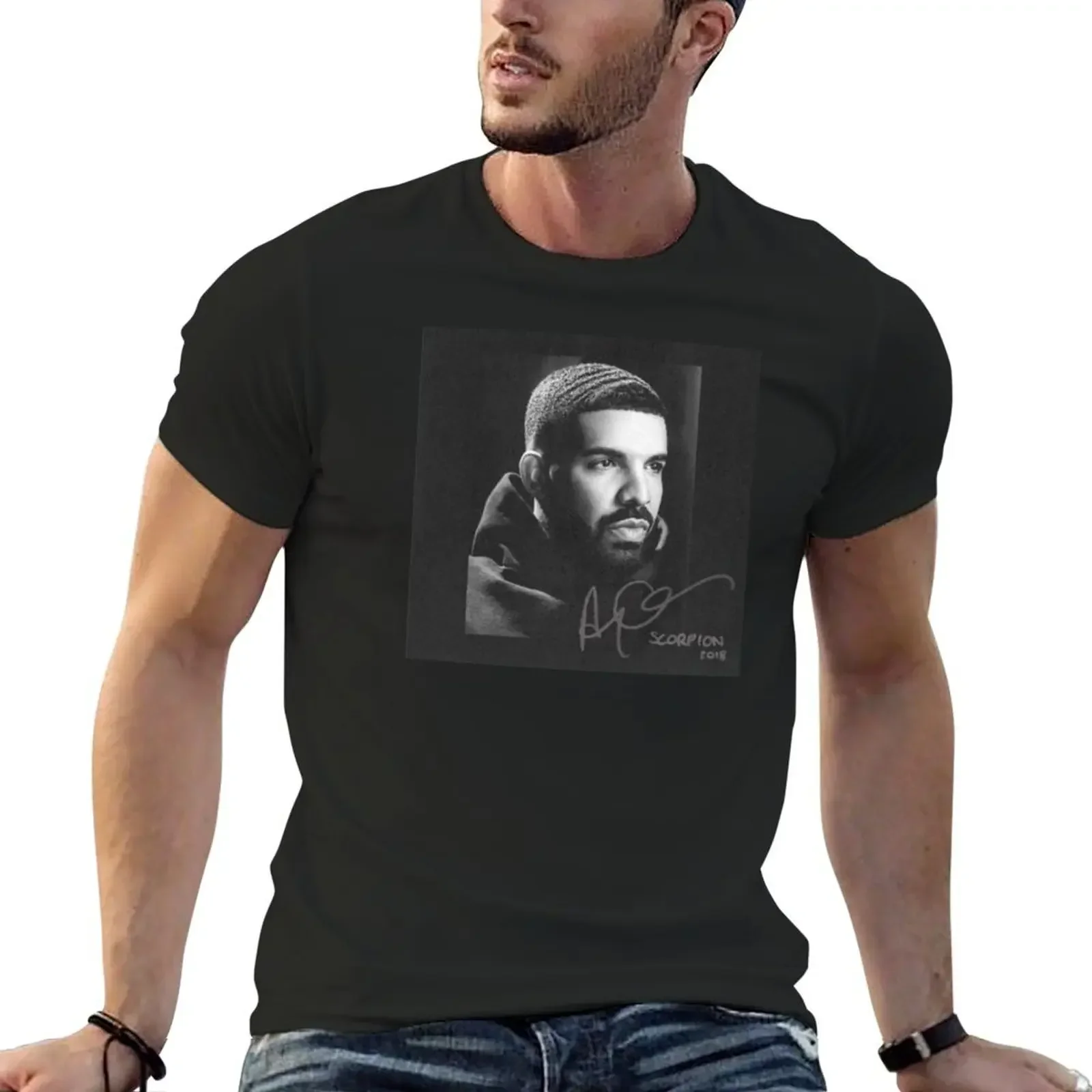 Drake Schorpioen Cover T-Shirt Vintage Anime T Shirts Vintage Kleding Heren Kleding