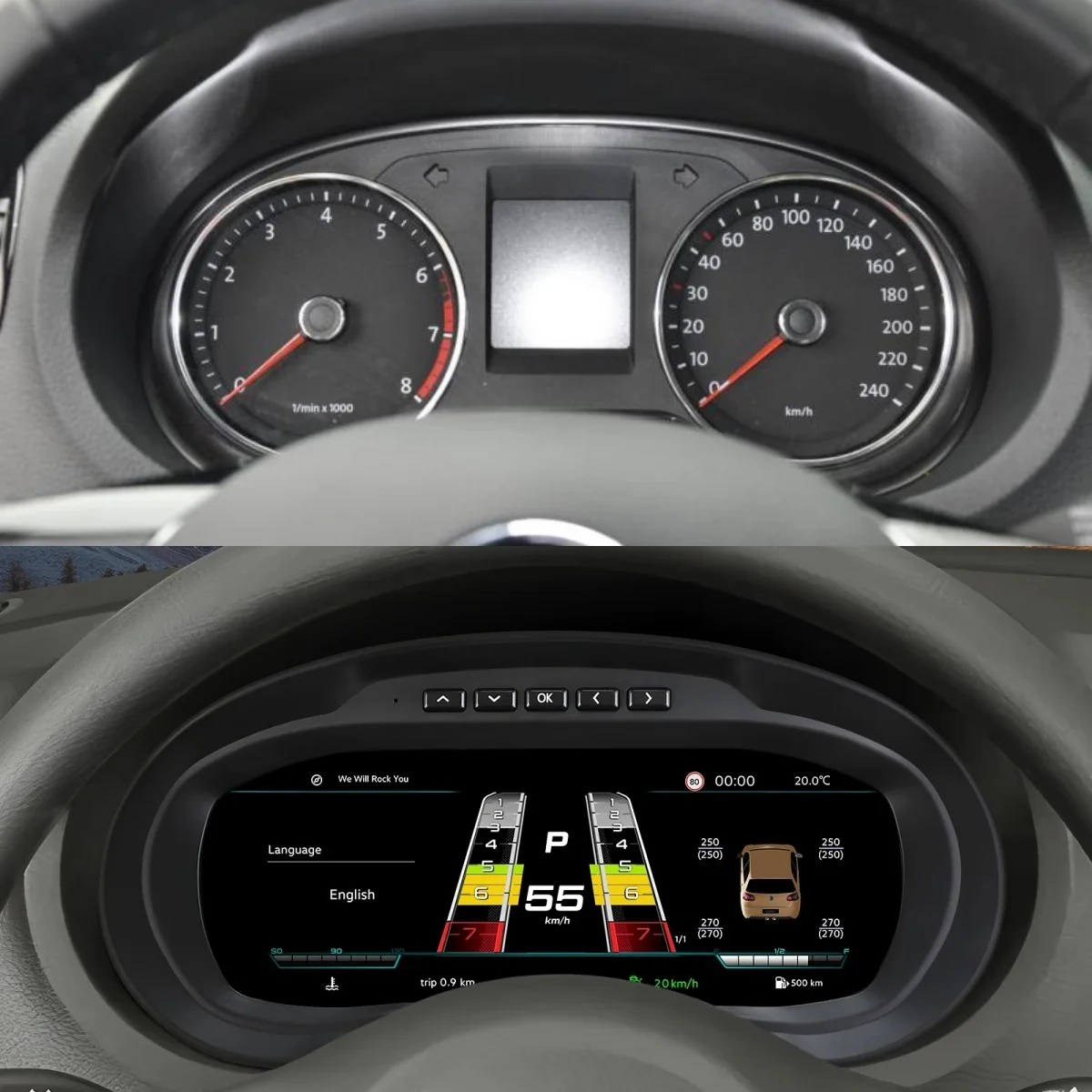 Panel de Instrumentos LCD Completo para Volkswagen POLO 2012-2018, Tablero Digital, Kit de Actualización de Indicadores Virtuales