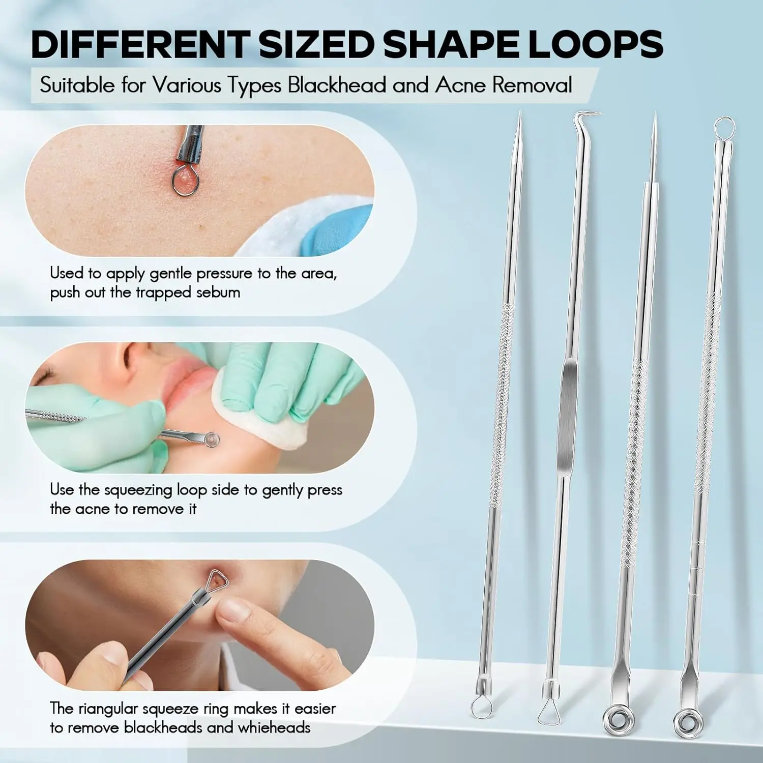 Professional Blackhead & Pimple Remover Kit - Acne Extraction Tool for Nose & Face, Safe Treatment for Zits & Whiteheads, W/Case