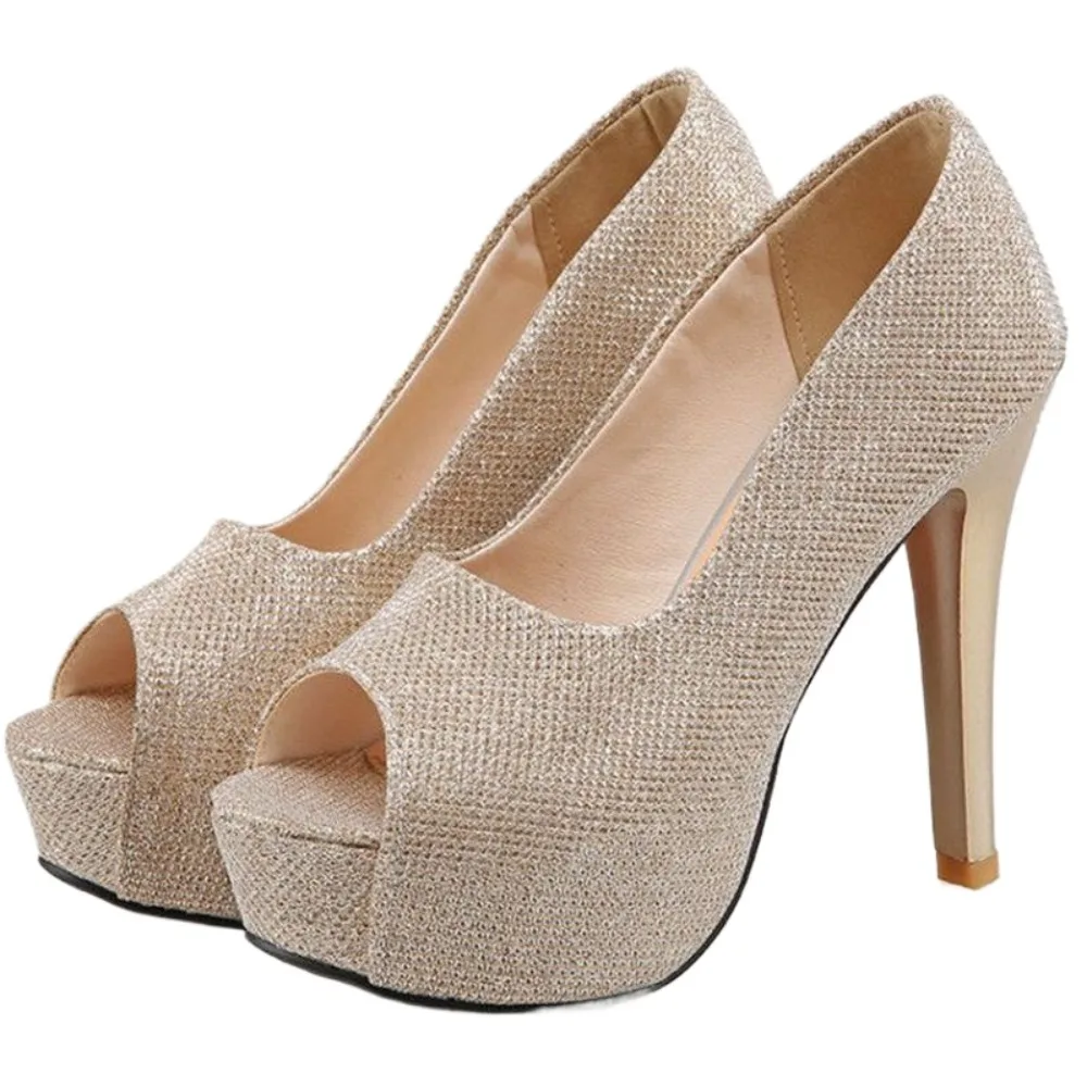 Women High Heels Party Dress Gold Silver Red Wedding Shoes Bride Peep Toe Womens Sandals Plus Size Heels 44 45 46 47 48 T8745