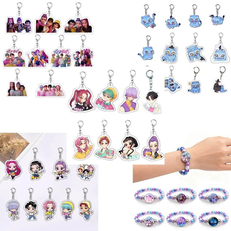 Kpop Demon Hunter anniversaire porte-clés Kpop démon Hunter faveurs de fête porte-clés Huntrix Fans Concert pendentif suspendu fournitures de fête