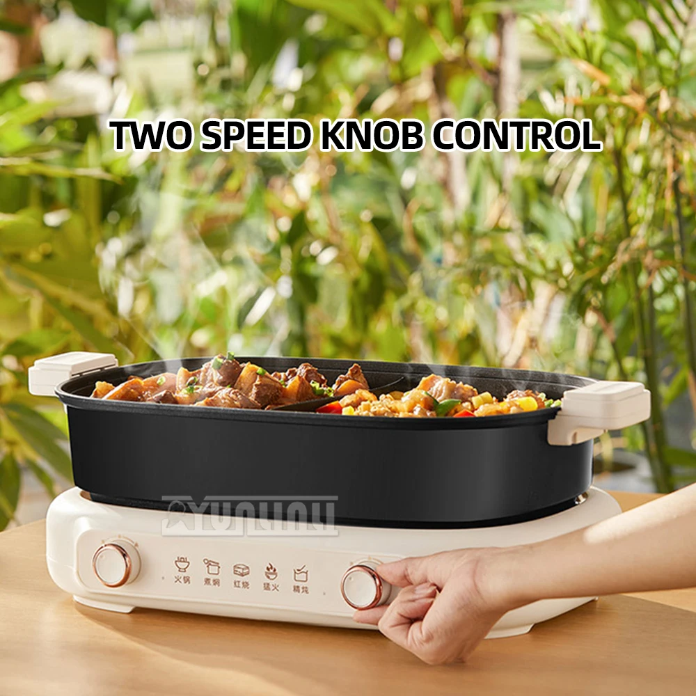   7L سبليت الكهربائية إناء/ قدر طباخ متعدد الوظائف وعاء الطبخ التحكم في درجة الحرارة المنزلية مقلاة كهربائية