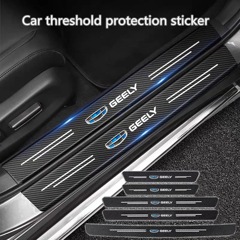 

3D Carbon Fiber Car Sticker Auto Door Sill Side DIY Paste Protector Strip For geely emgrand ec7 ec8 ck atlas ck2 ck3 gt gc9