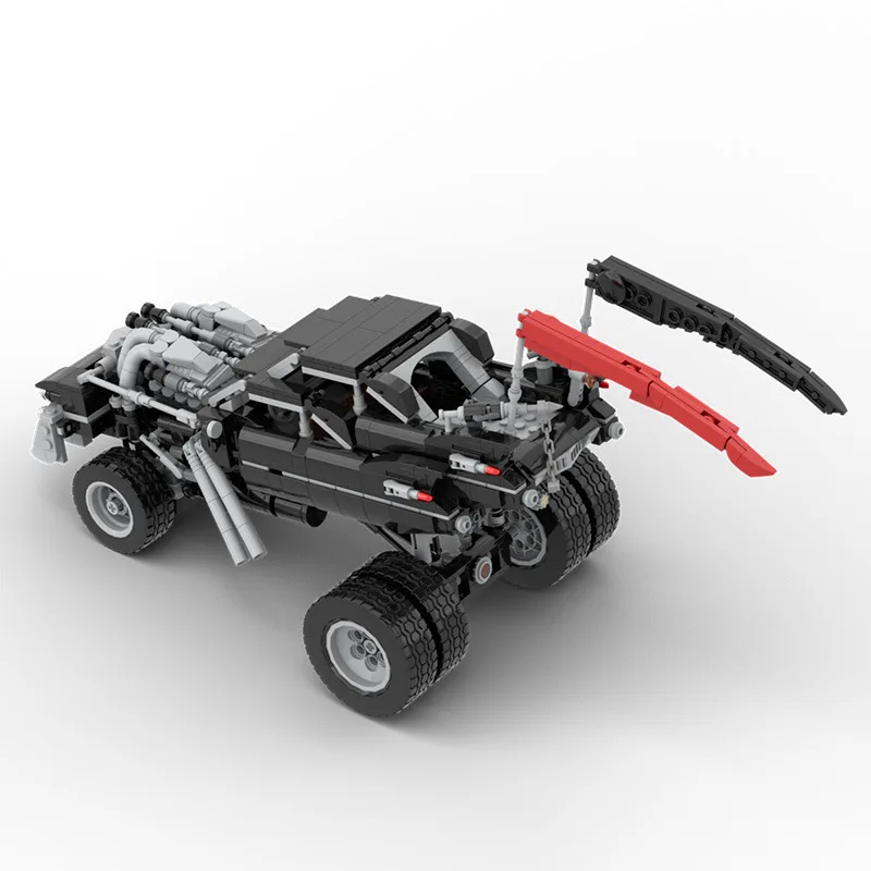 Moc Desert Battlefield película Mad Maxed Gigahorse coche de bloques de construcción negro Interceptor carro juguete de alta tecnología regalo de cumpleaños para niños