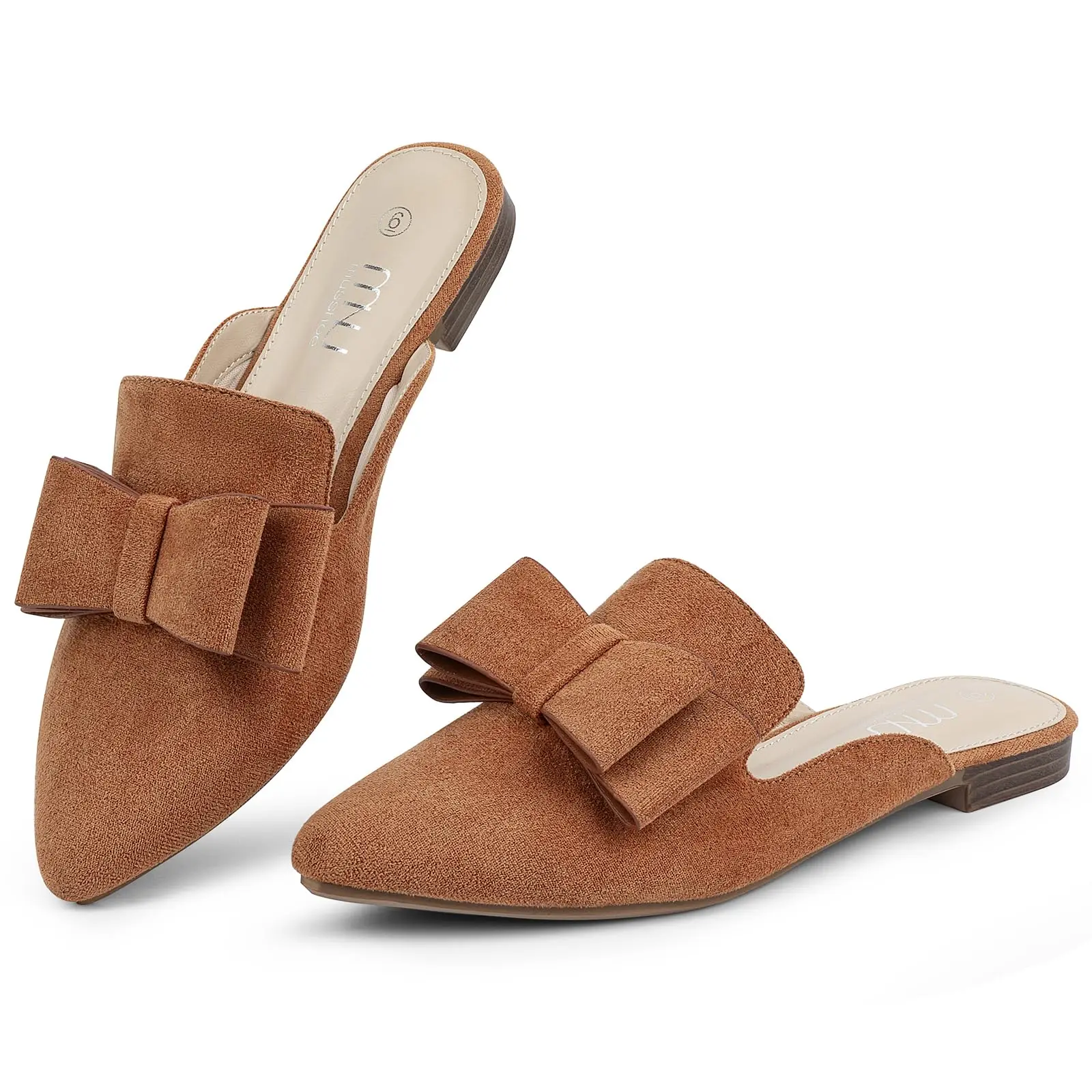 

Samilor Mules for Women Pointed Toe Suede Leather Slip-On Mules Comfortable Slip on Flats for Casual Shoes Backless Loafers