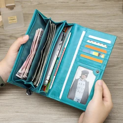 콘택트 인기 정품 가죽 지갑, 여성용 카드 홀더 지갑, 롱 스타일 동전 지갑, 여성용 클러치 백, Portfel Damski