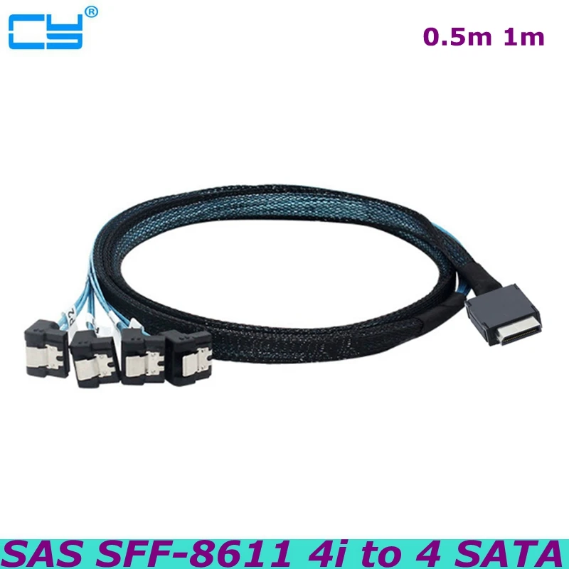 PCI-Express SFF-8611 4I 38P Male to 4 SATA 7Pin 90 Degrees Female Forward Breakout Computer Server Cable Adapter Cable adapter