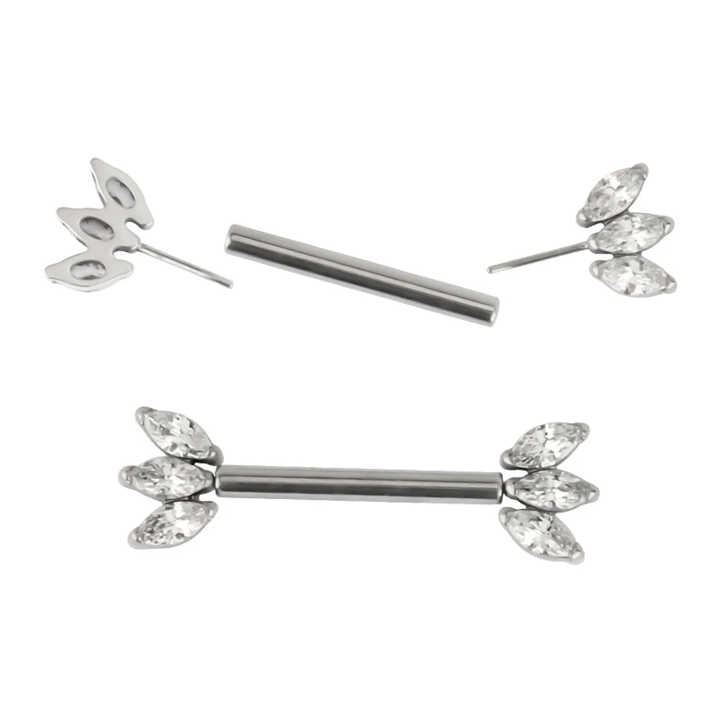 14G ASTM F136 Titanium Nipple Barbell Ring Piercing Jewelry Threadless Sexy Hot Cute Flower