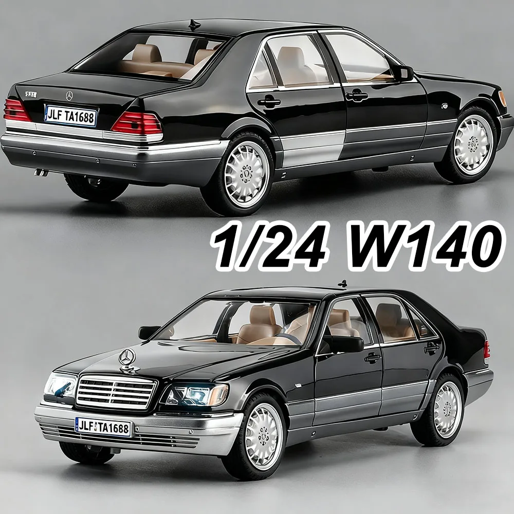 

1:24 W140 S400L модель из сплава, литой под давлением автомобиль, 6 дверей, открытый передний руль, звук, свет, откат, автомобиль, подарки на день рождения