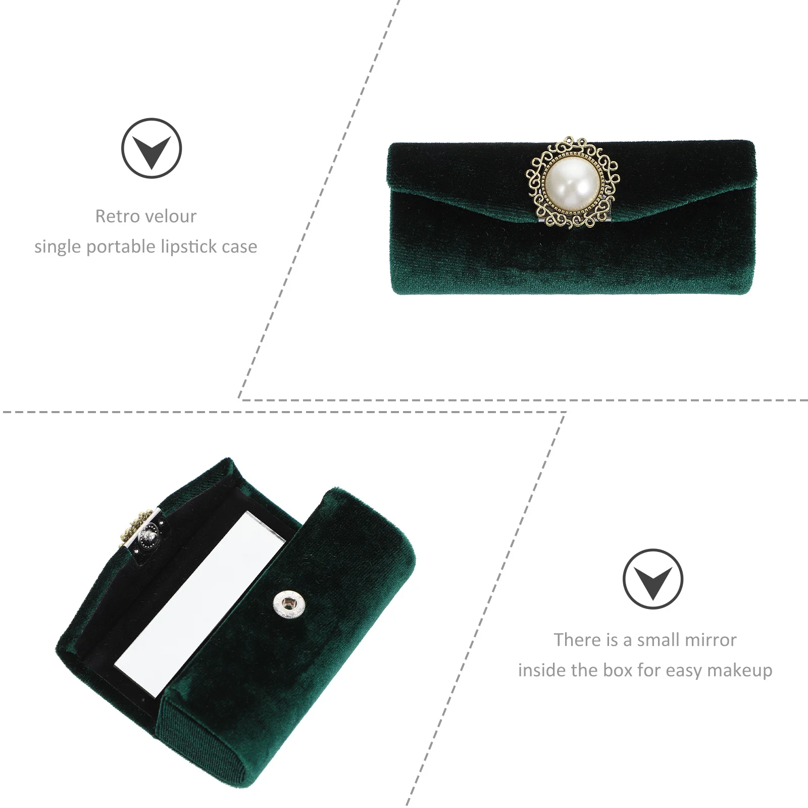 

Lipstick Case Retro Style Compact Velour Makeup Storage Box Portable Lipstick Holder Mirror Lightweight Organizer