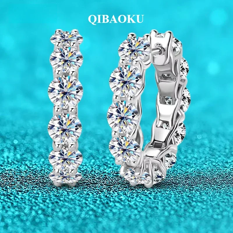 FCGJHW 6.6/7.2cttw 4mm Sparkling Full Moissanite Hoop Earrings for Women Flawless Lab Diamond Sterling Silver 925 Jewelry 2026