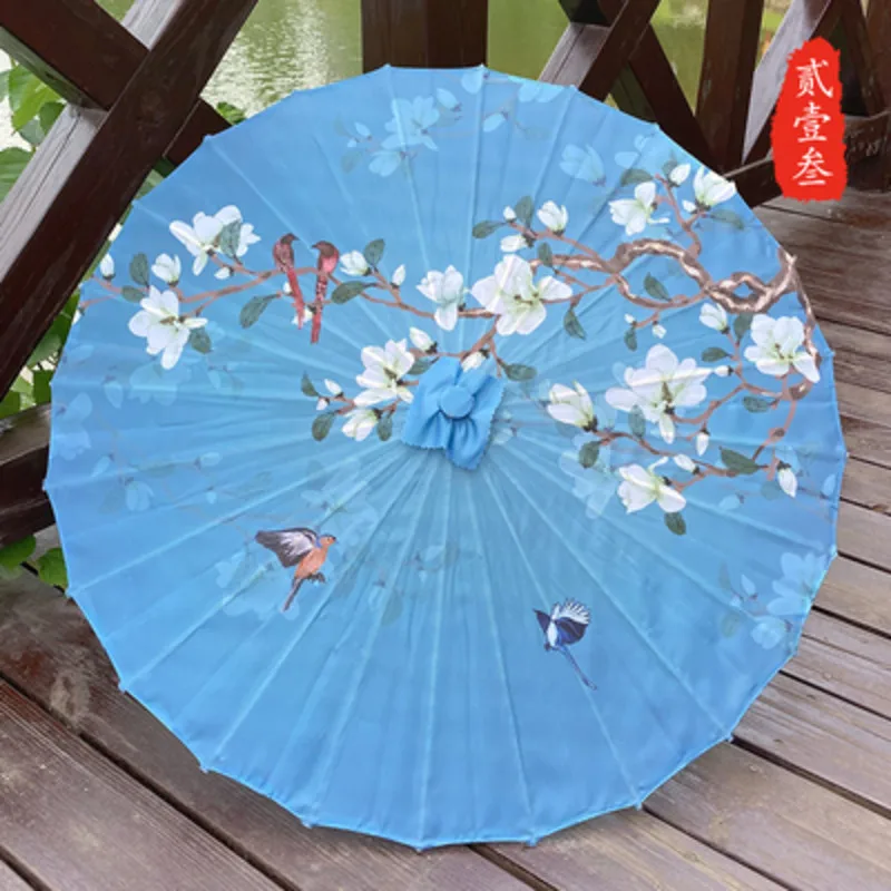 82CM Black Blue Silk Umbrella Rain Women Ancient Costume Chinese Clothing Umbrella Dance Decorative Parasol Parapluie Sombrilla