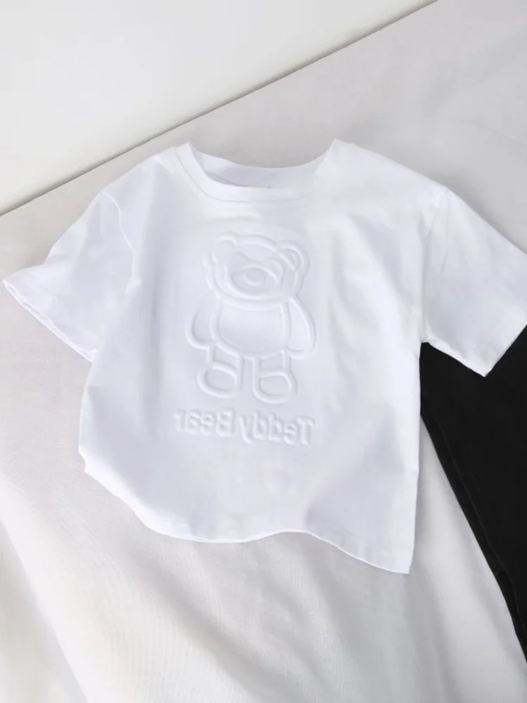 男の子用ソフトコットンまたはスウェットTシャツ、花柄デザイン、カジュアルで快適なベビーサマーファッションセット