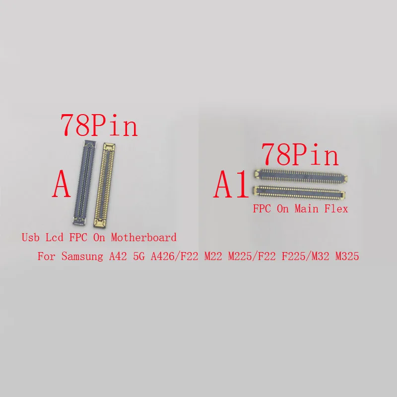 

2-50Pcs Usb Charger Lcd Display FPC Connector Plug For Samsung Galaxy F22 M22 M225F F225 M32 M325 A42 A426 M42 M426 34 40 78 Pin