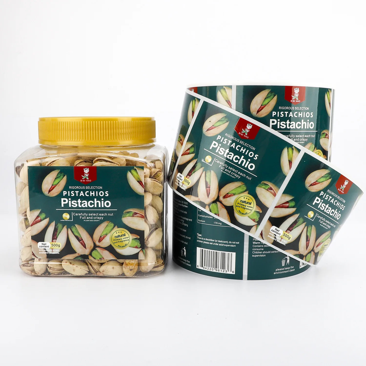 Custom Food Snacks Jar Packing Adhesive Stickers Bottle Wrap Color Vivid Printing Self Seal Packaging Labels