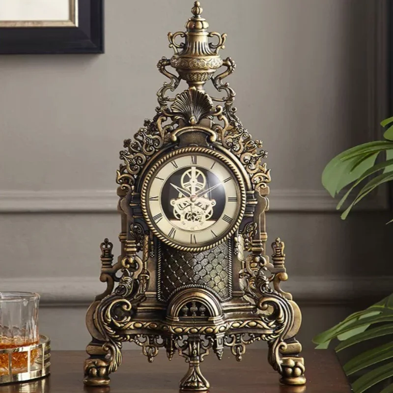 European American Table Clocks Creative Luxury Table Clocks Living Room Retro Decorative Clock Home Decoration Accessories