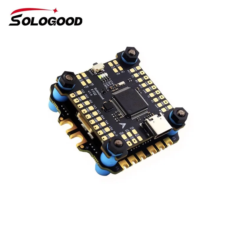 

SoloGood F722 60A Flight Controller Stack ICM42688P 60A 4in1 BLHeli_S ESC 30.5x30.5mm 2-6S for FPV Racing Drone DIY Accessories