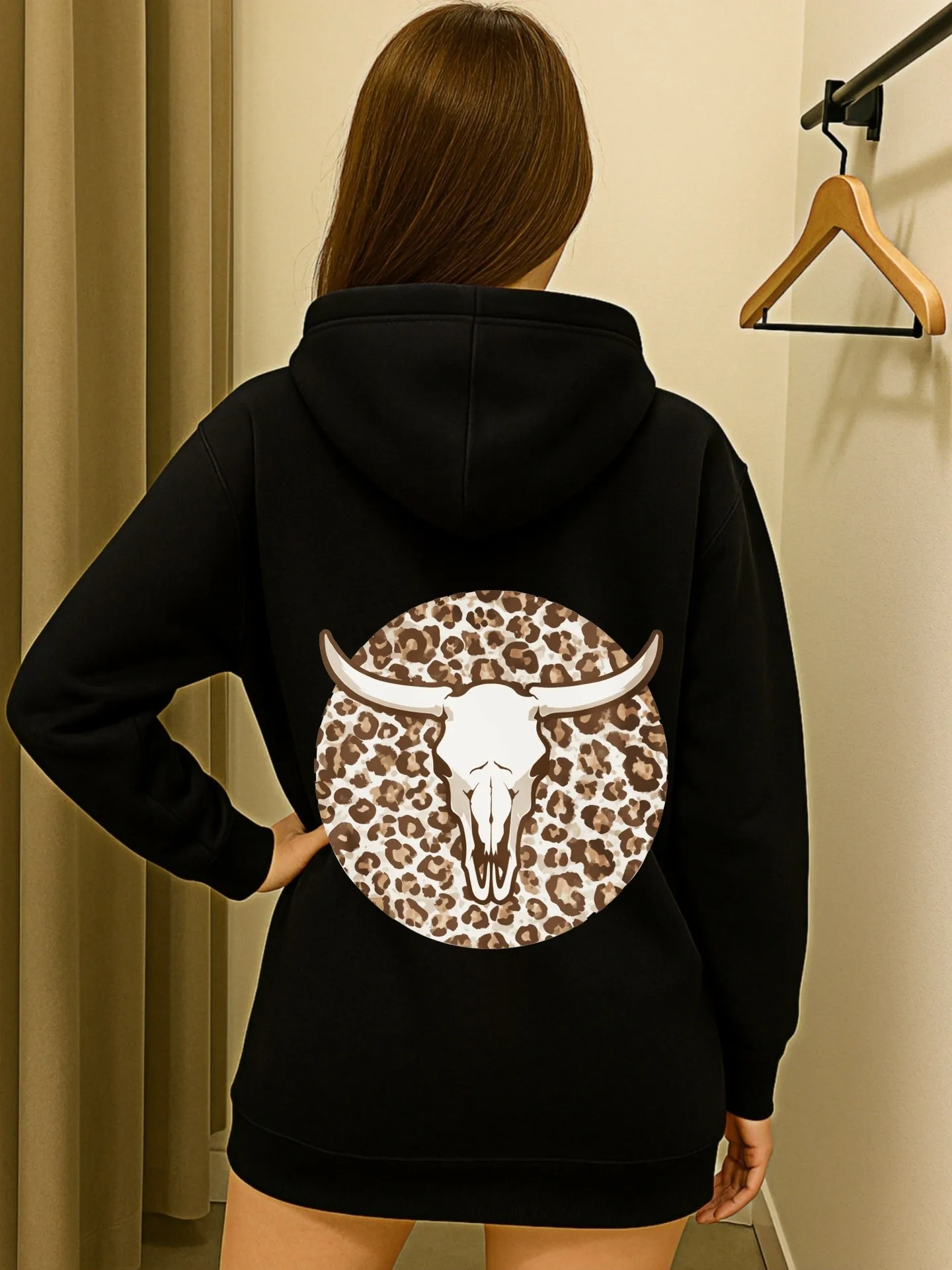 هوديي نسائي برسومات جرافيك، طباعة لطيفة، نمط جمالي، قماش ناعم، ملابس يومية غير رسمية، للمراهقين