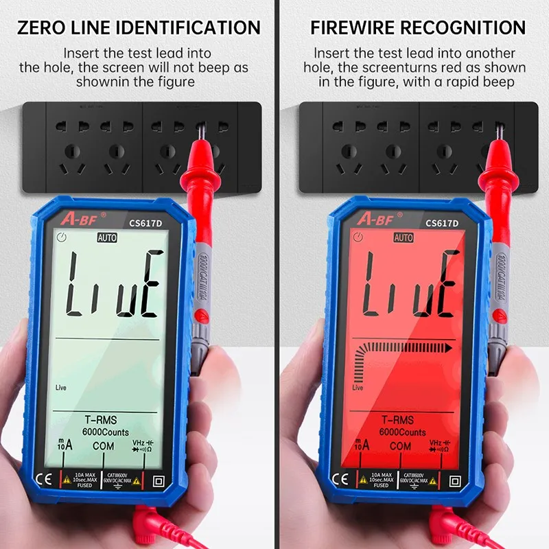 A-BF Professionelle Digitale Multimeter Test Führt Auto Range Großen Bildschirm AC/DC Spannung Strom True RMS Meter Widerstand Frequenz