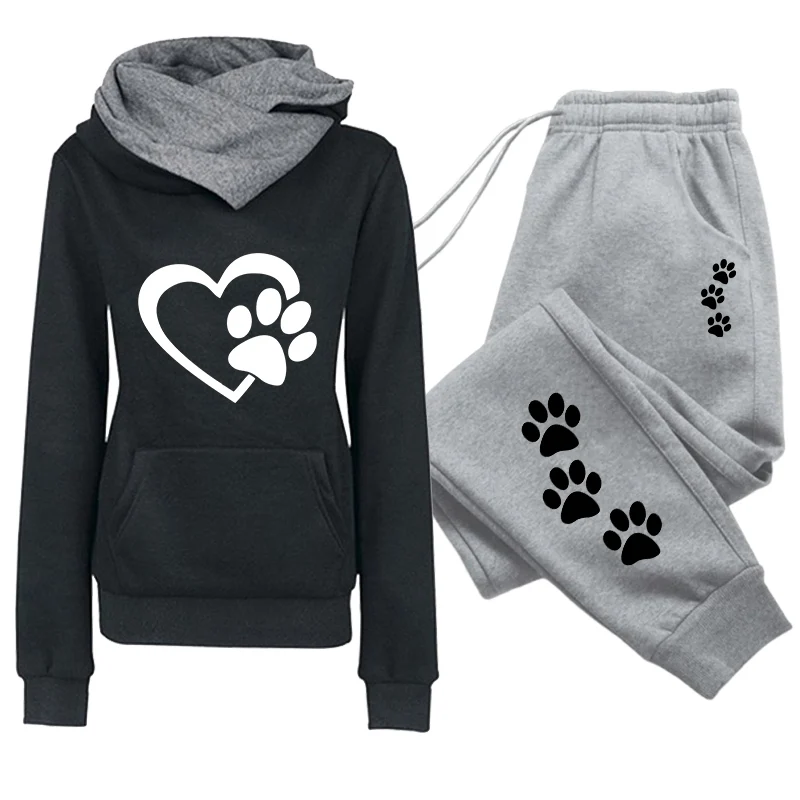 Damen-Set/Hoodie/Hose 2026 Katzenpfoten-Trainingsanzug Kapuzenpullover Jogginghose Herbst Winter Damen Alltags-Freizeit-Sportoutfit – Detail 5