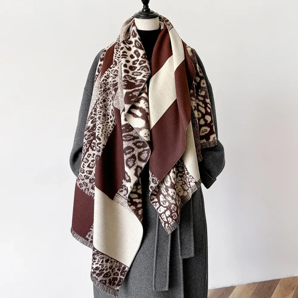 Jacquard Landscape Imitation Cashmere Scarf Women Thermal Wraps Air-conditioned Room Female Shawl Thick Warm Long Muffler Lady