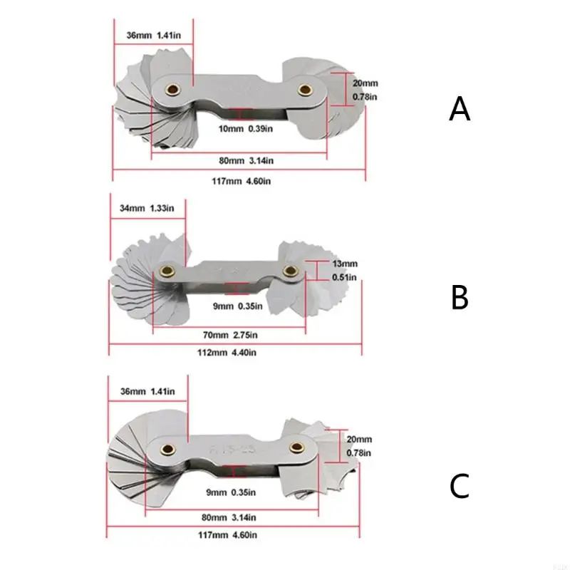 02DC R1-6.5/R7-14.5/R15-25 Herramienta medición interno externo con calibre radio