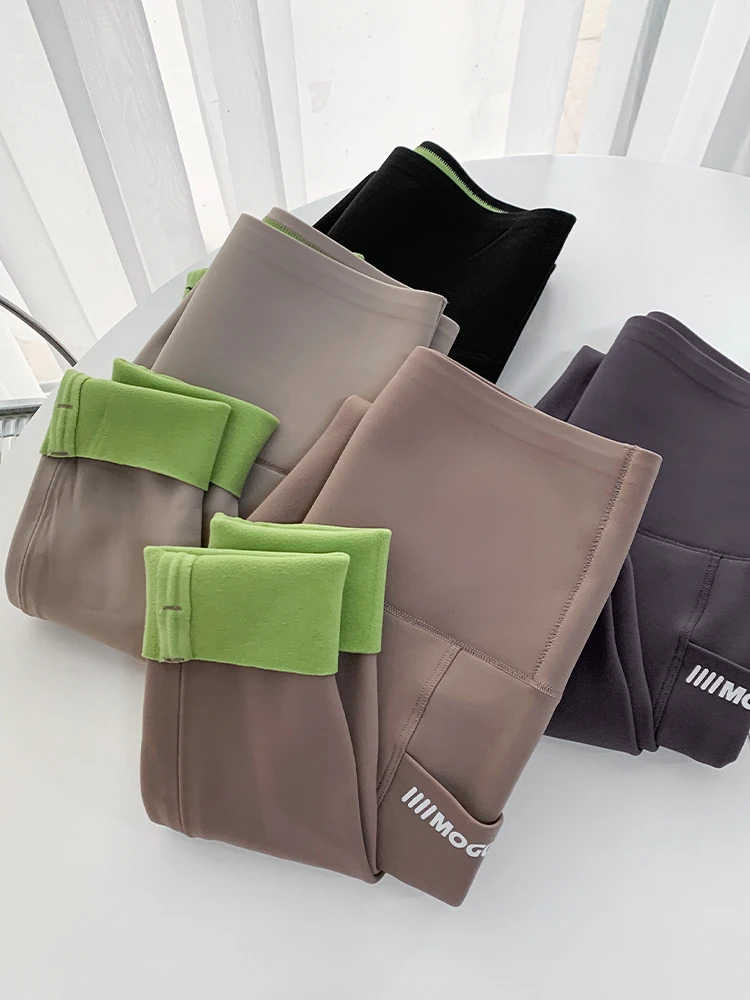 

Женские теплые штаны для йоги Thiened Fce, дизайн из овчины, зимняя новинка, верхняя одежда, длинные брюки с высокой талией, приятные для кожи