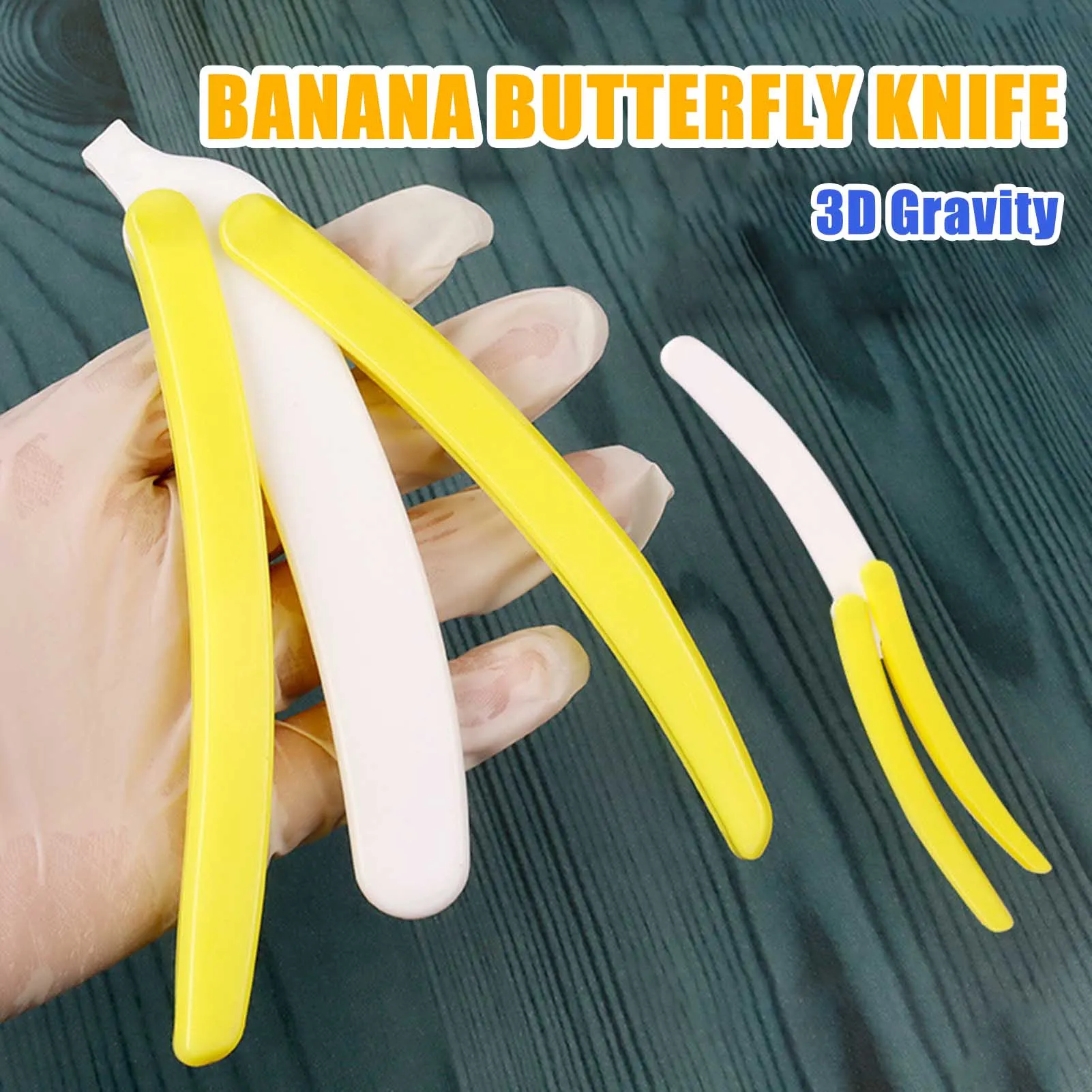 Mini Banana Butterfly Knife Fidget-Toys Portable Compact Decompression Anti-anxiety Sensory Toys for Kids Adults Push Card Small