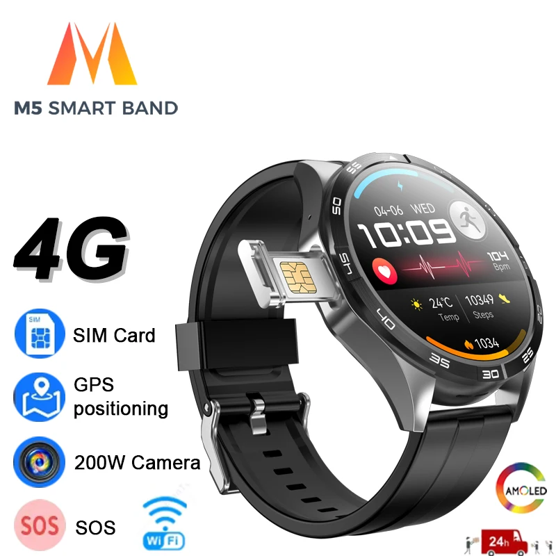 

VALDUS 2024 New VG52 Pro Smartwatch 200W Camera WIFI SIM Card GPS Positioning NFC SOS Video Call Man Woman AMOLED 4G Smart Watch