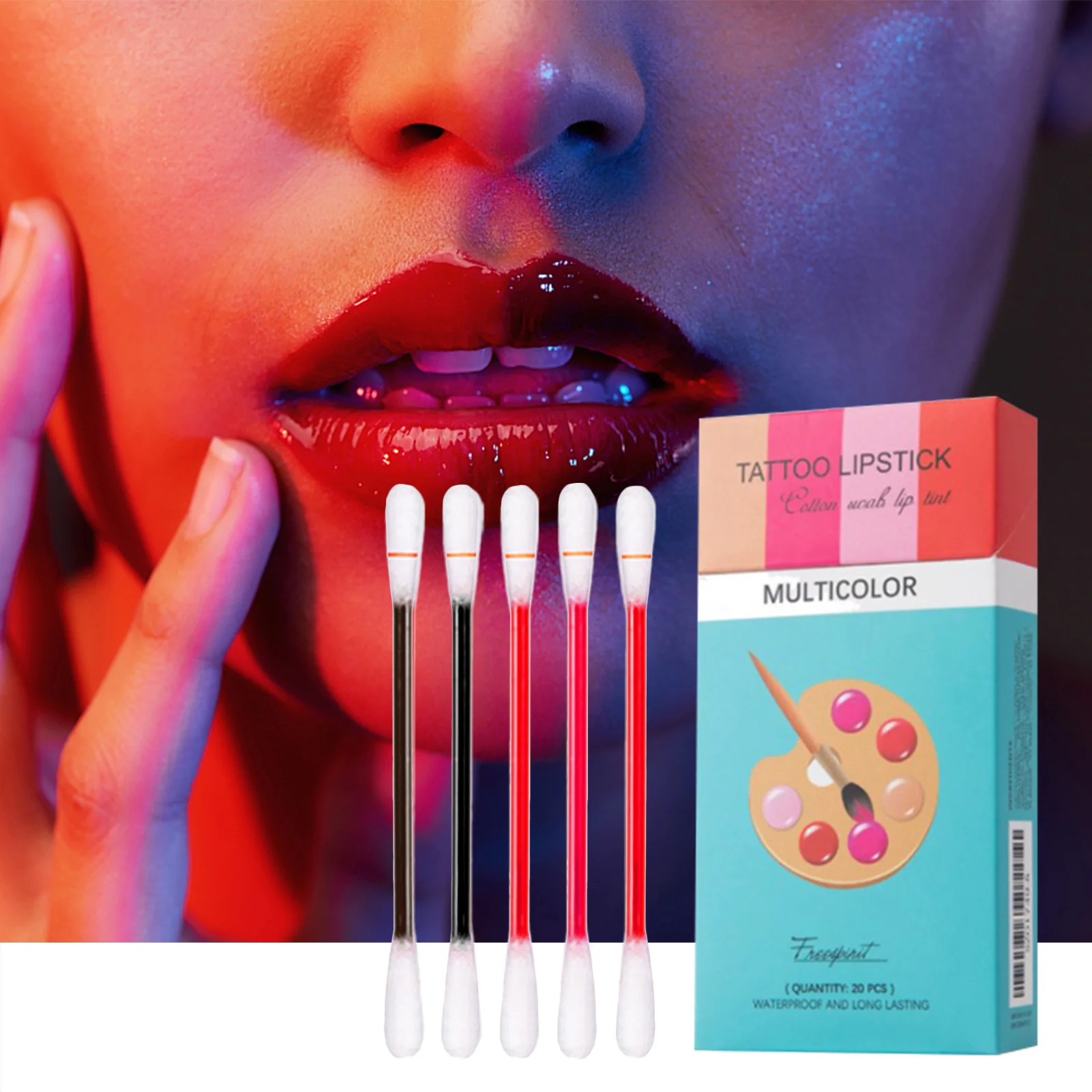 Lip Gloss Cotton Swab Waterproof Durable Lipstick Swab Lazy Lipstick Non-Stick Lipstick Pill Lipstick Multicolor Liquid Lip-Tint