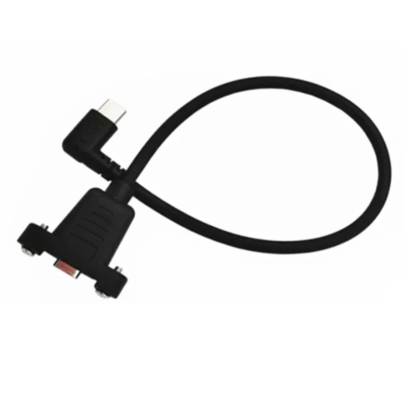 Câble d'extension de données USB 3.1 Type-C mâle vers femelle avec trou pour vis de panneau, 480 Mbps, câble d'extension à angle droit de 90 degrés