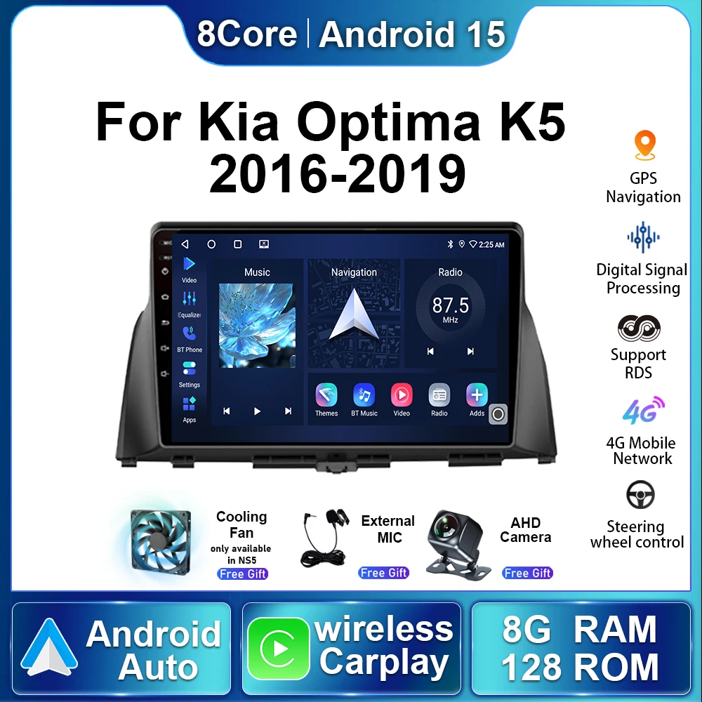 

10-дюймовый 128G Android 15 для KIA Optima K5 2016 2017 2018 2019 авторадио автомобильный радио мультимедийный стерео видеоплеер Carplay экран