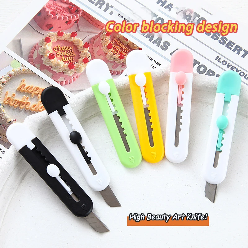 Chen Lin 1 Stuks Snoep Kleur Utility Mes Schattige Cartoon Dier Box Cutter Draagbare Zak Intrekbare Kunst Cutter Student Benodigdheden