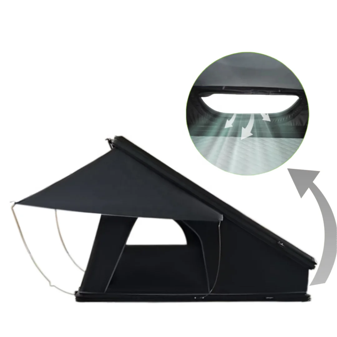 Upgrade 3-4 Person Triangle Roof Tent 280G Oxford Fabric with Aluminium Shell Waterproof Car Rooftop Camping Top Tent