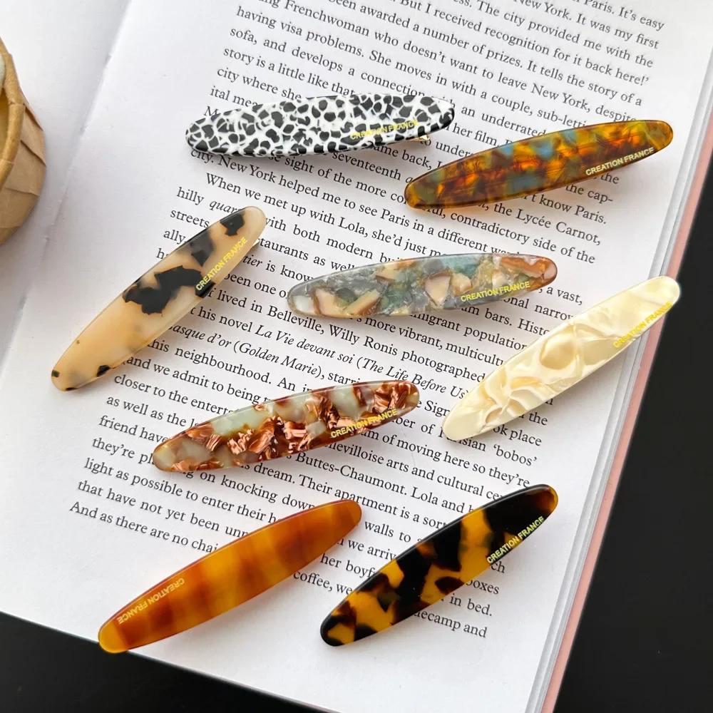 

Acetate Tortoise Shell Hair Clips Colorful Geometric Barrettes for Women, Oval Side Pins&Stylish Hair Accessories Retro Hairpins