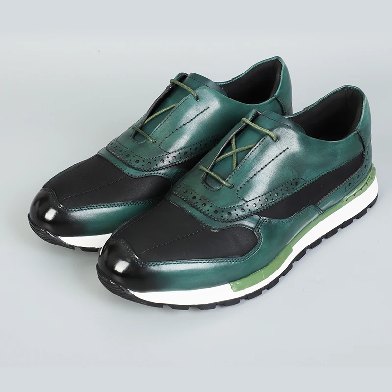Men's Multi-Color Genuine Leather Sneakers Brogue Detailing Leather Lining Durable Rubber Outsole Lace-Up Casual Business - view 2