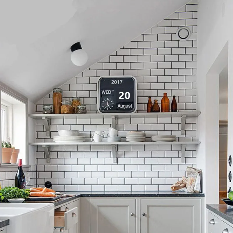 White Brick Adhesive Wall Wallpaper Waterproof and Oil Resistant Kitchen Cabinets Wallpaper High Temperature Resistance 40cm