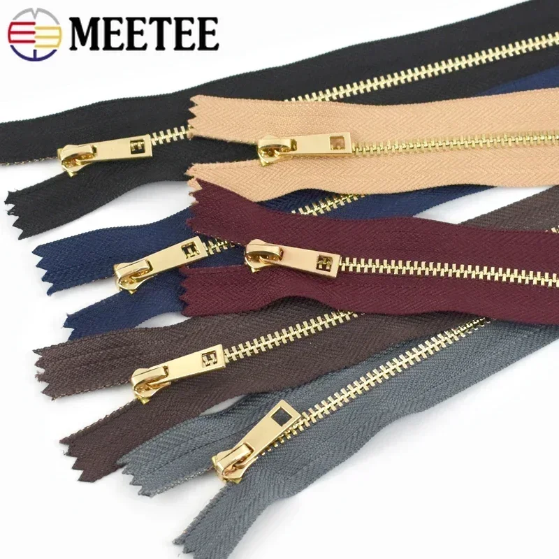 Meetee 2/5Pcs 3# Metal Zipper 15/20/25/30cm Close-End Ziper Clothing Pocket Decoration Zippers Closure Zip for Sewing Repair Kit