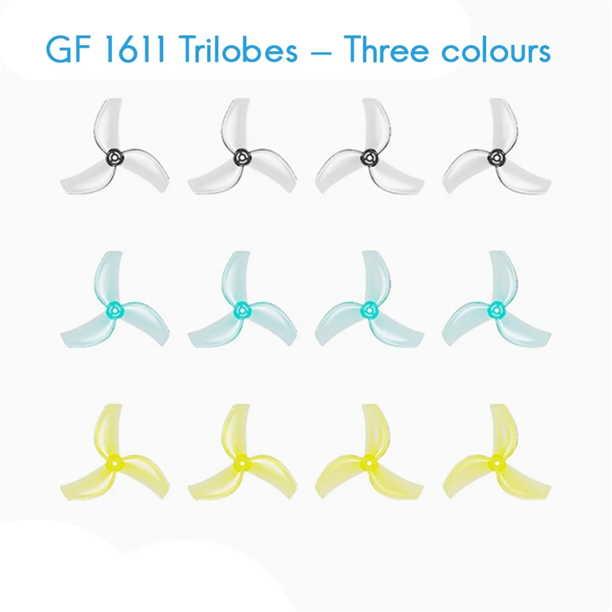 4 PZ 1611 Elica CW CCW a 3 Pale per RC Pavo Femto BETAFPV FPV Racing Quadcopter - Trasparente - Blu in Colore -Y18A