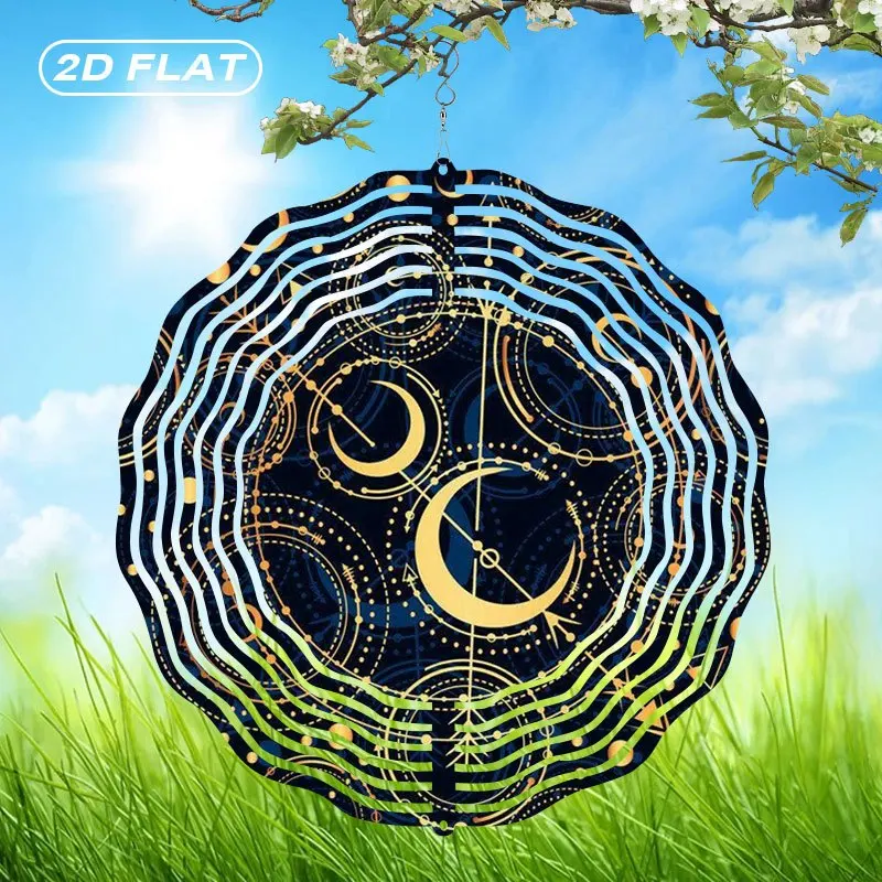 CIFBUY Metal Wind Chime 360 Degree Rotating Wind Spinner Kaleidoscope Pattern Outdoor Garden Patio Yard Hanging Decor Gift
