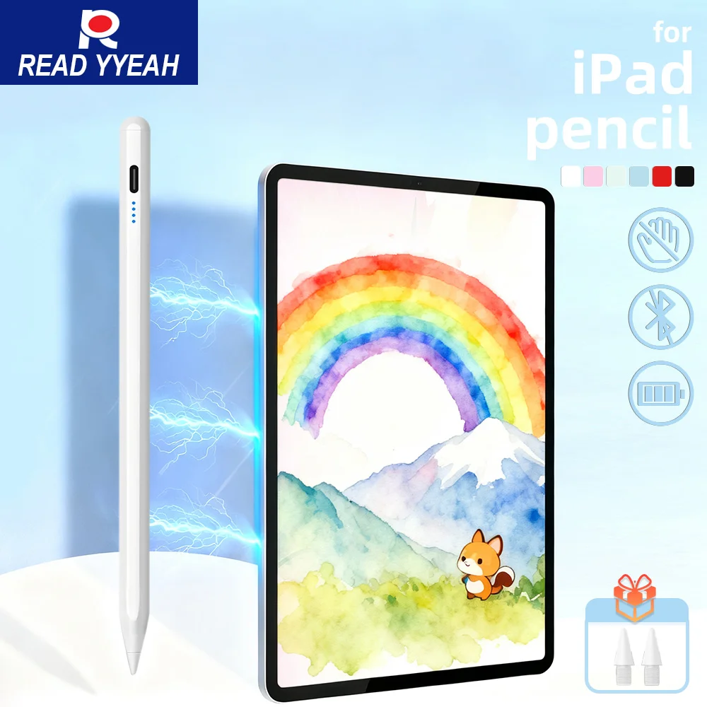 

READYYEAH IPad-Specific Stylus Pen with LED Power Indicators Palm Rejection Touch Pencil Compatible with 2018~2022 iPad Models