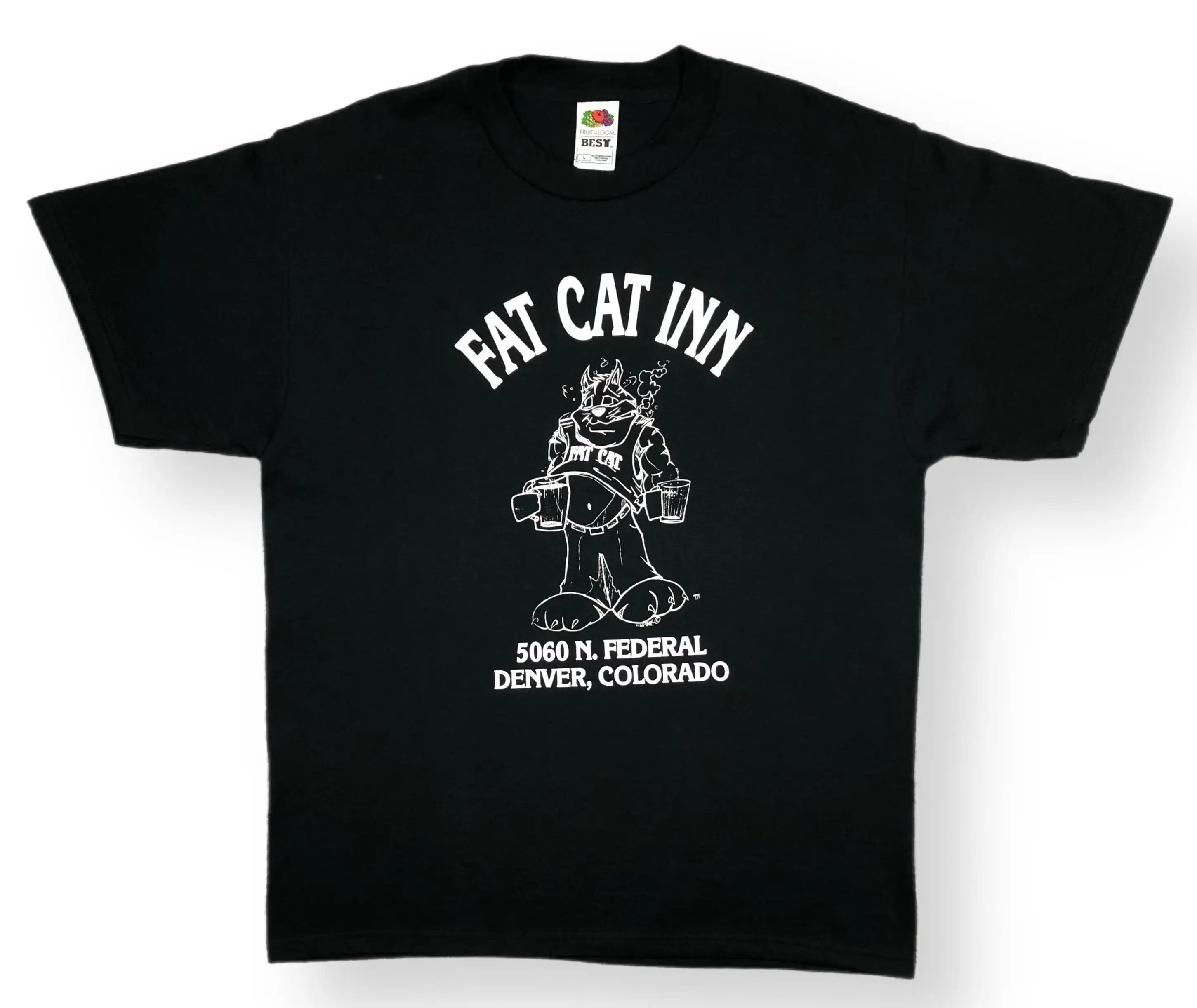 Vintage 90S Fat Cat Inn Denver Colorado Restaurant Bar Beer Drinking T Shirt Size Large Xl