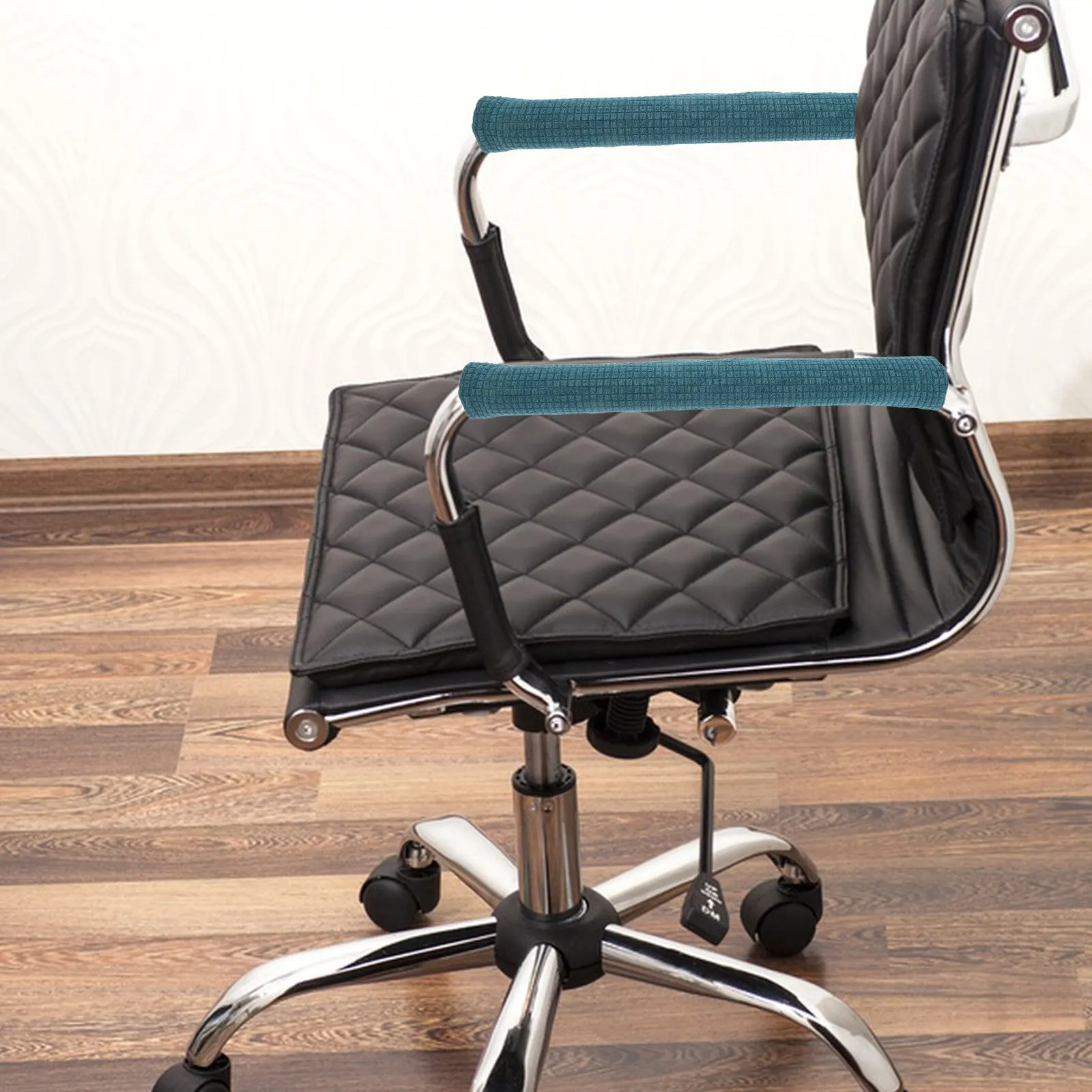 1Pair Dark Green Stretch Jacquard Armrest Cover Waterproof Zipper Design Office Chair Hand Rest Protector for Home Computer Use