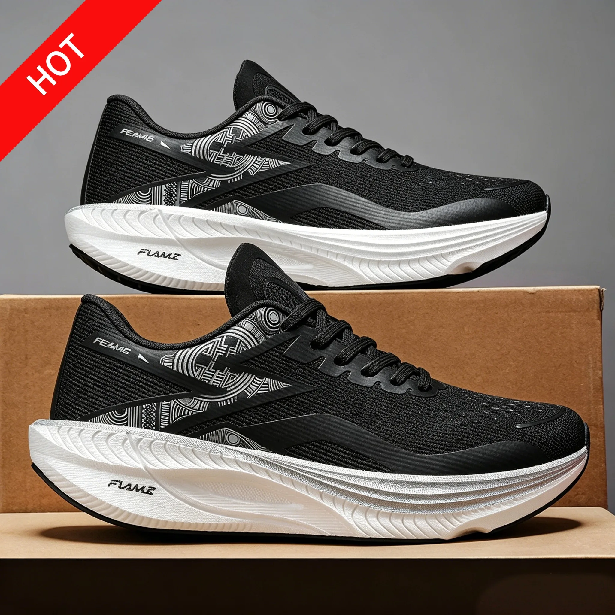 Men's Large Size Running Shoes, Carbon Plate Technology Sports Shoes, Shock-Absorbing and Rebounding Men's Shoes, Soft-Soled Casual Shoes, Suitable for Daily Commuting, Fitness Shoes, Versatile Shoes