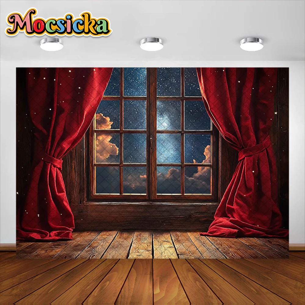 خلفية تصوير عيد الميلاد للأطفال ، شجرة عيد الميلاد ، ديكور ستارة النافذة ، خلفيات صور صورة للعطلات ، لافتة استوديو